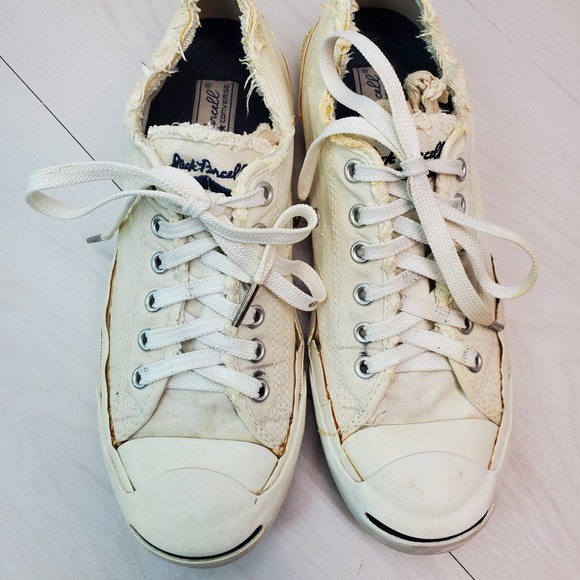 Converse Jack Purcell Low Top Canvas Sneakers Cream White Men's Size 7 US 6 UK - Picture 3 of 16